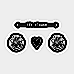 White Line Social Distancing Pizza Sticker